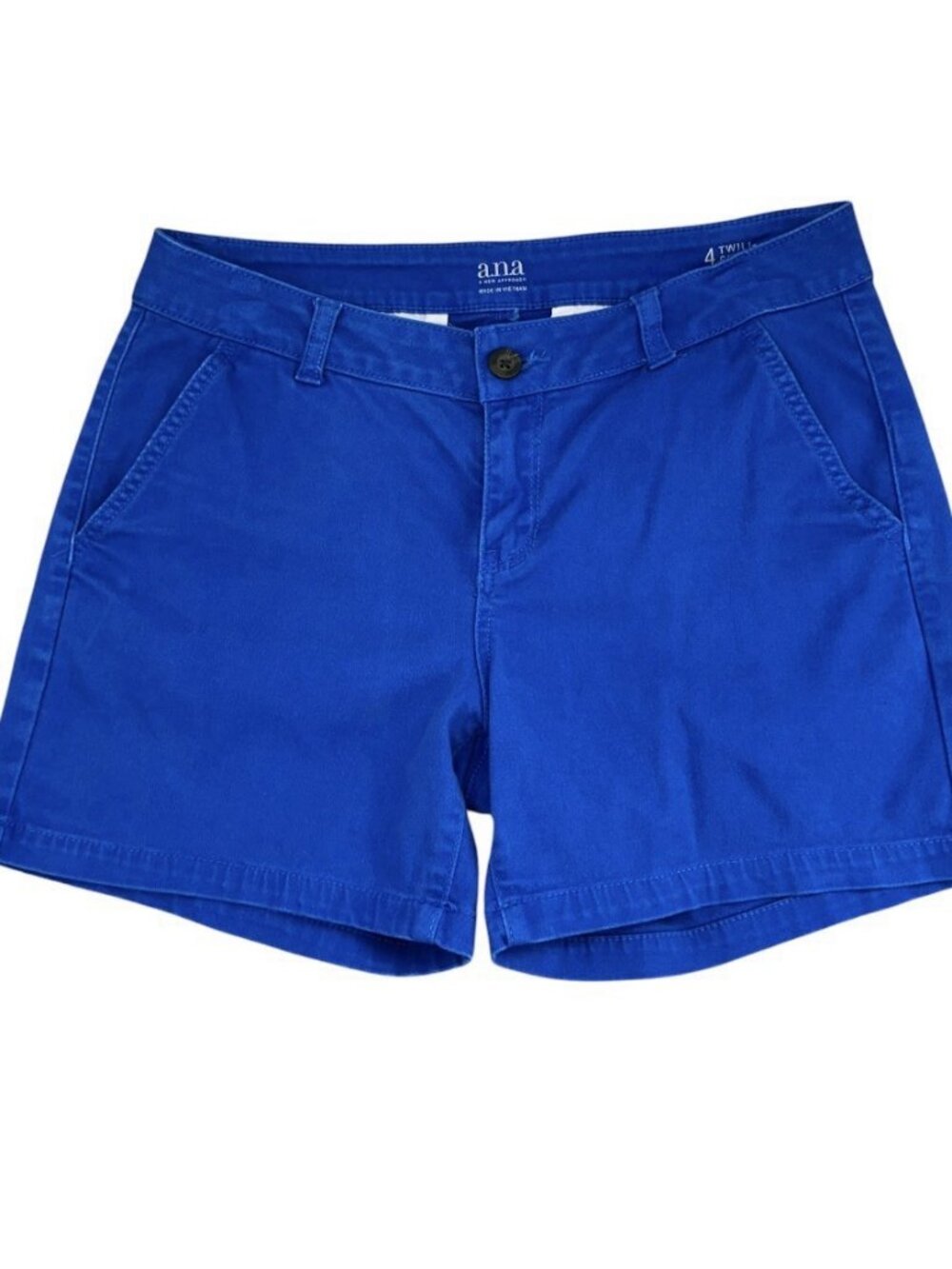 ANA  Blue Twill Shorts Womens Size 4 Chino Stretch Beach Coastal 4” Inseam